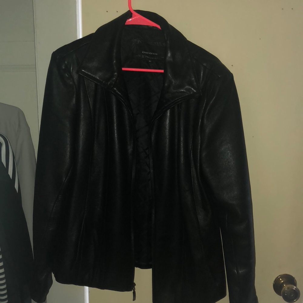 Jones New York black leather jacket